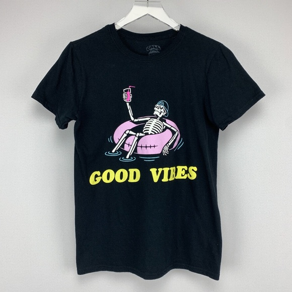 Call Your Mother Tops - CALL YOUR MOTHER Good Vibes Skeleton Graphic Tee